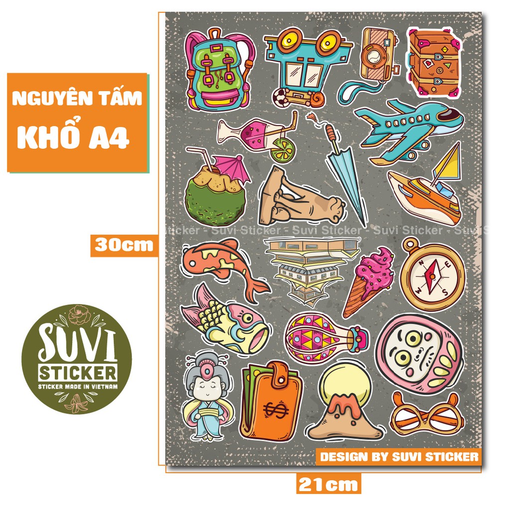 Single Sticker - Hình dán Du Lịch chống nước sticker dán laptop, điện thoại, đàn guitar, mũ bảo hiểm, vali. SG28