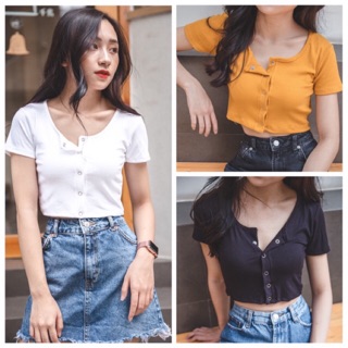 Áo croptop nút bấm basic A164