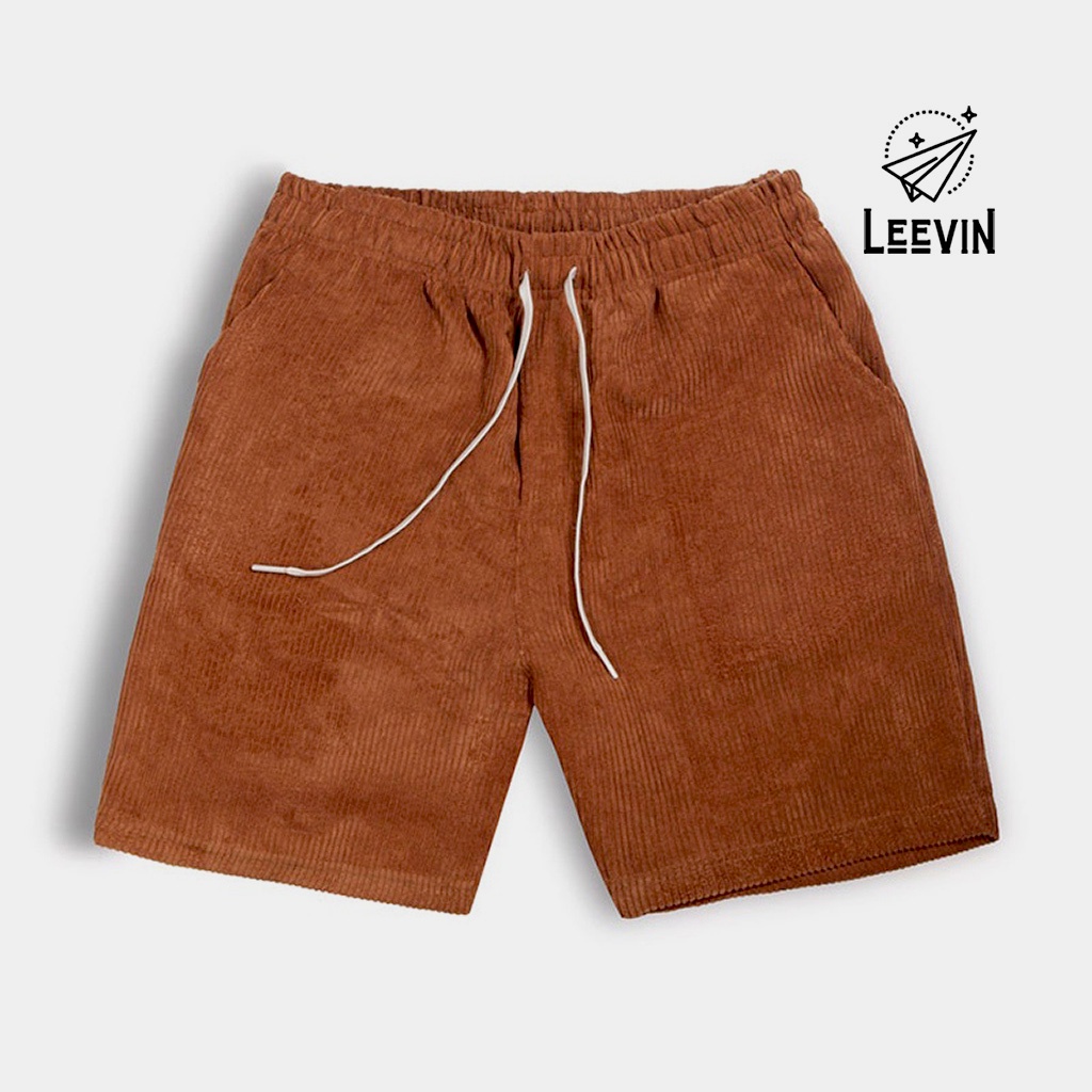 Quần Short Nhung Tăm Nam Nữ Form Rộng Unisex Kiểu quần đùi nam phong cách đường phố ống rộng Leevin Store