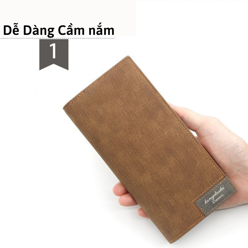 [ Quà Tặng Kẹo Ngậm ] Ví dài , ví dài nam KINGDUSHI chất liệu da canvas cao cấp , có ngăn để thẻ , bảo hành 6 tháng