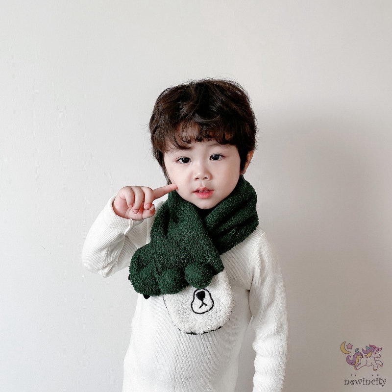 Khăn choàng cổ thiết kế hoạt hình ấm áp phong cách Hàn Quốc thời trang mùa đông xinh xắn dành cho trẻ em
