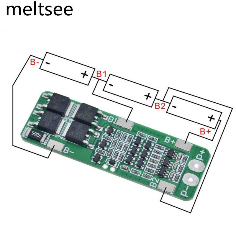 Bảng mạch sạc pin Li-ion 3S 15A 18650 PCB BMS 11.1V 12V 12.6V
