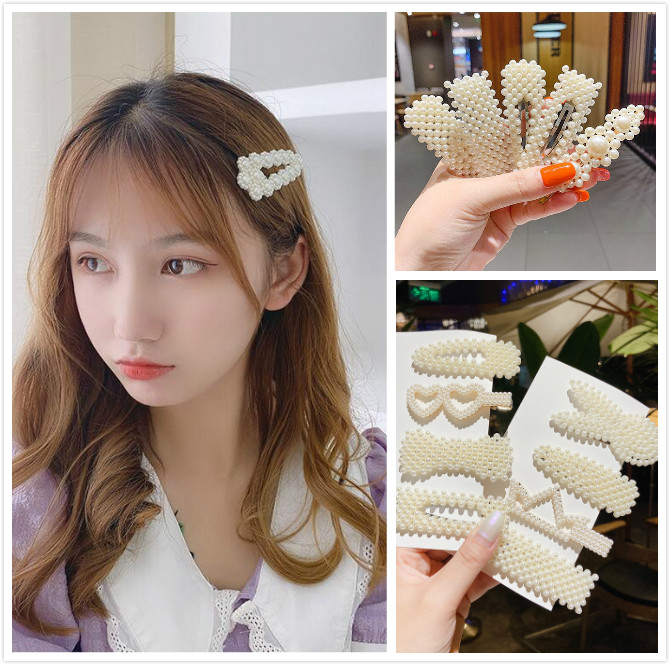 Kẹp Tóc Đính Ngọc Trai Nhân Tạo Phong Cách Retro Pháp Xinh Xắn Cho Nữ