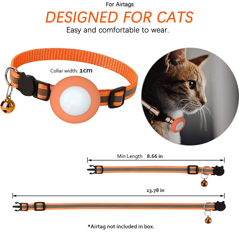 Ninki Vòng Cổ Cho Thú Cưng Có Chuông Và Chuông Chống Thấm Nước Rộng 3/8" Có Giá Đỡ Airtag Cho Thú Cưng Chó Mèo