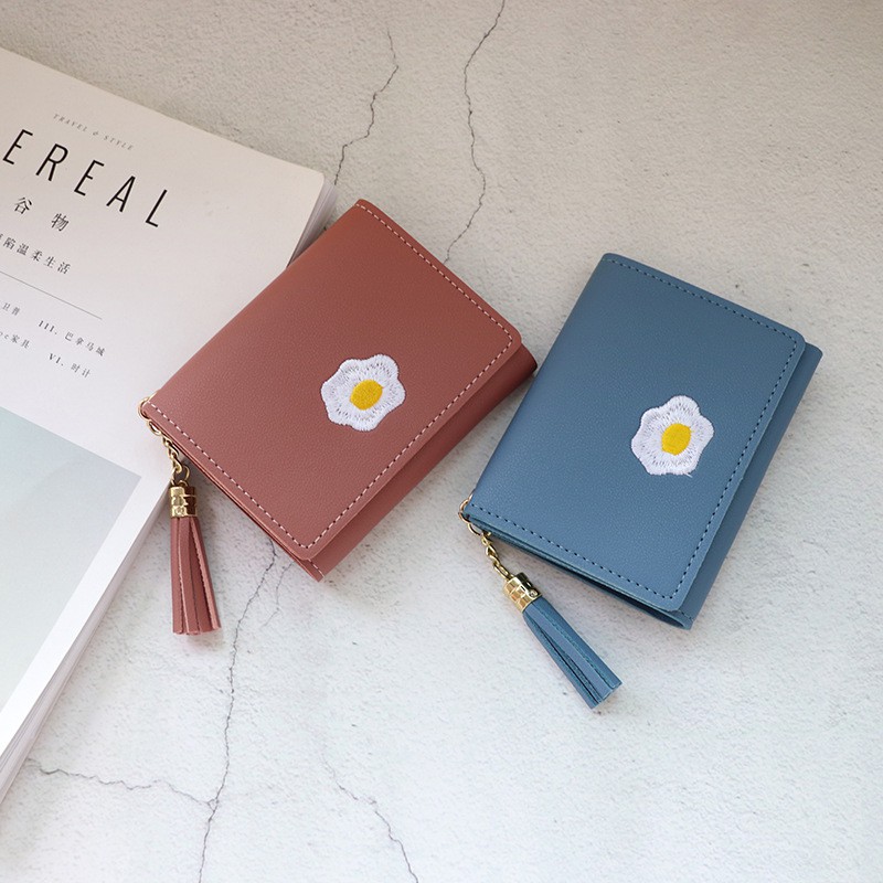 Ví nữ ngắn thêu trứng ốp la cute dễ thương nhỏ gọn bỏ túi thời trang Tom House | BigBuy360 - bigbuy360.vn