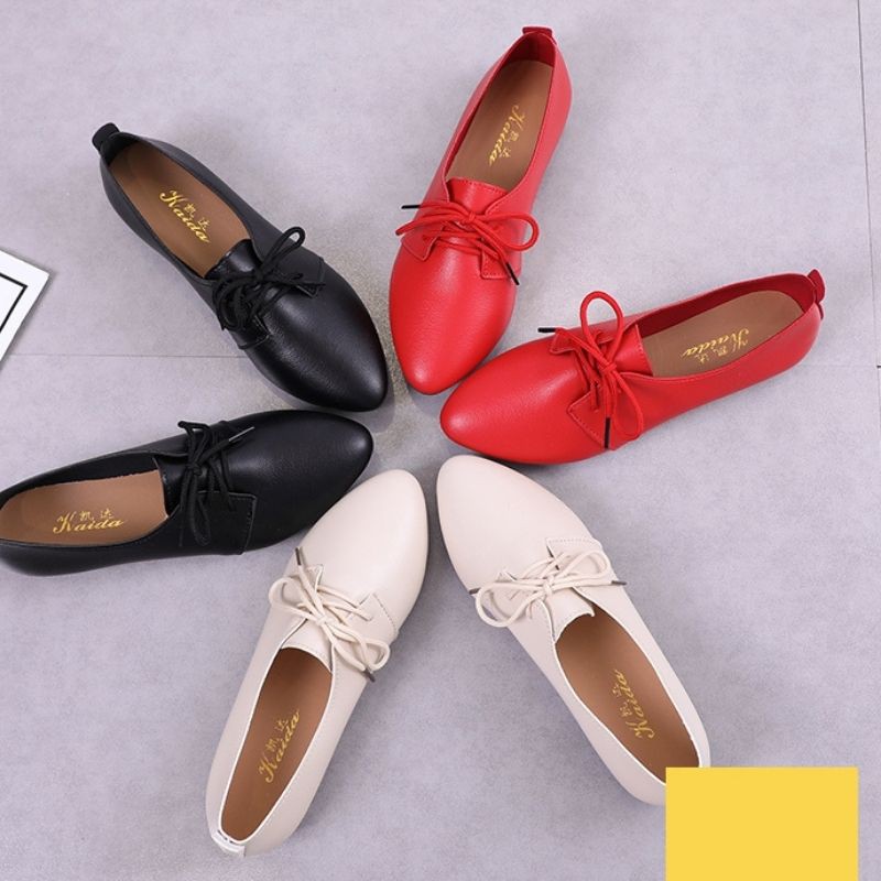 Giày Bệt Nữ, Giày Búp Bê Da Mũi Nhọn Thời Trang Mery Shoes Cực Xinh Có Dây Buộc - MBS182 | BigBuy360 - bigbuy360.vn