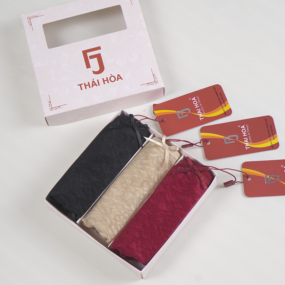 Quần lót nữ cotton Poly thun lạnh phối ren họa tiết chìm  dễ thương, sexy, gợi cảm , hàng VNXK Thái Hòa - W501