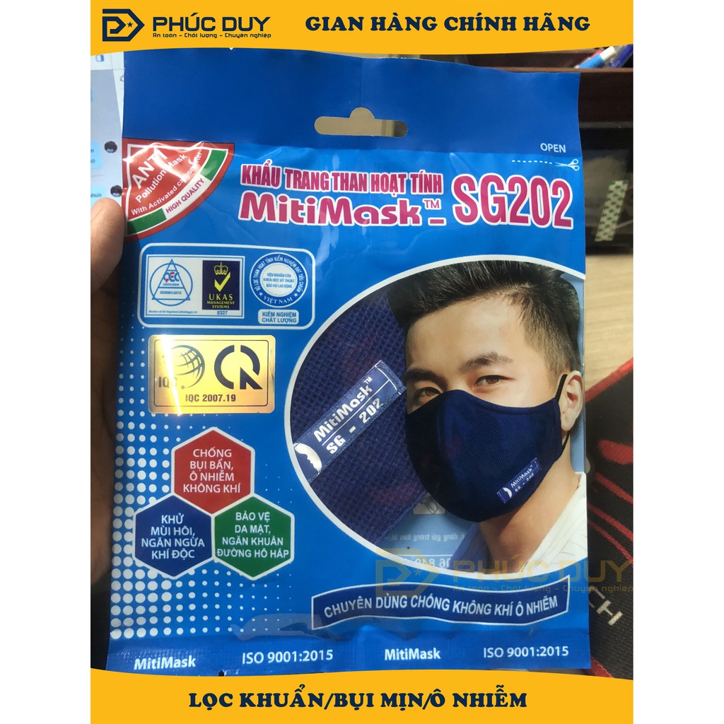 Khẩu trang than hoạt tính MITImask SG202 đeo tai chính hãng