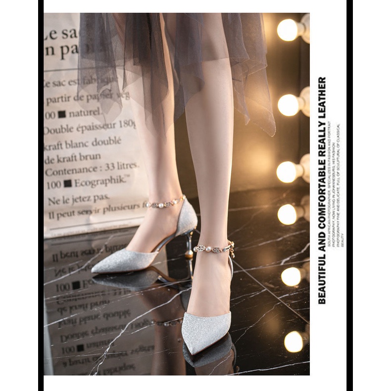 Giày Cao Gót Đính Đá Lấp Lánh Thiết Kế Mới Thời Trang Xuân Thu Cho Nữ 2022 #8