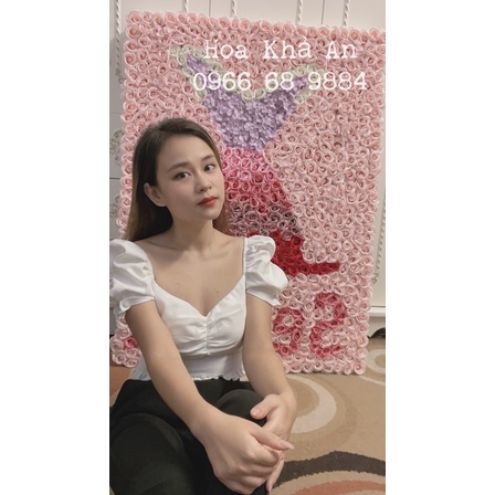 Tranh Hoa cao cấp siêu to (90x120cm - 800bông hoa sáp 4 lớp) Có đóng khung gỗ, lưng gỗ cực đẹp