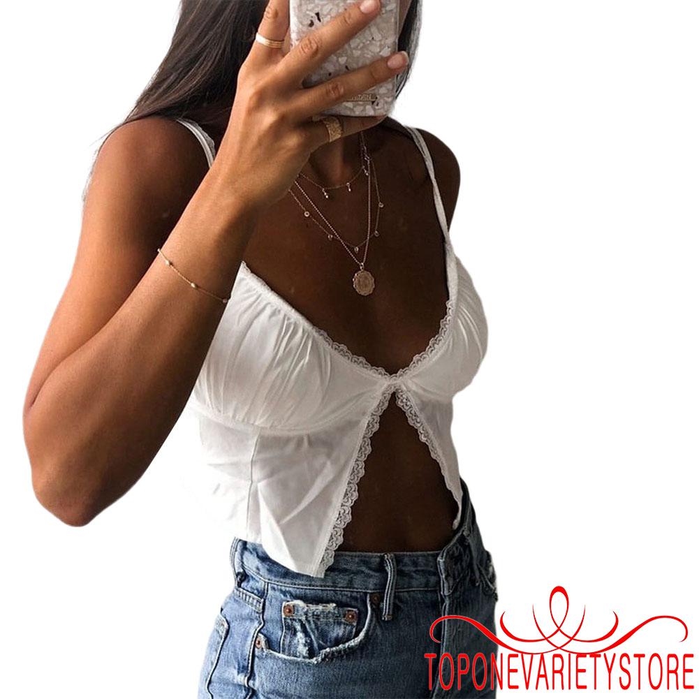 Áo Croptop Sát Nách Cổ Chữ V Khoét Sâu Gợi Cảm