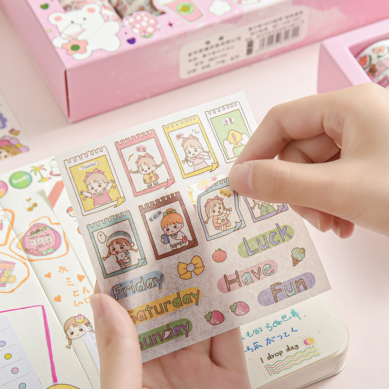 Set 10 cuộn băng keo và miếng dán trang trí dễ thương