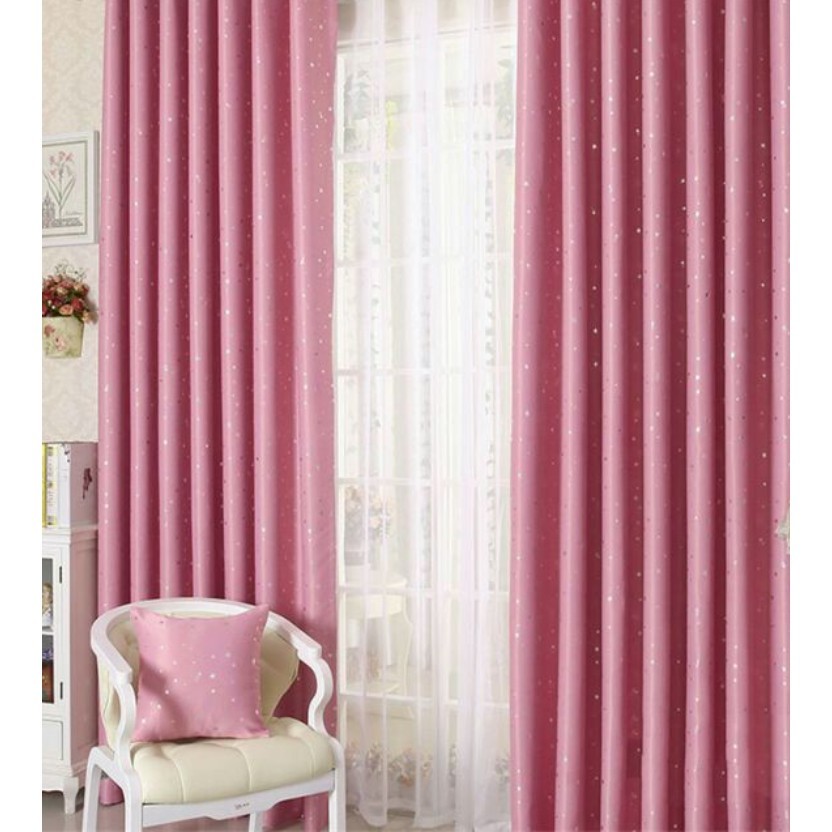 Rèm vải dày sao xinh hồng nhiều kích thước ( giá bán 1 rèm )