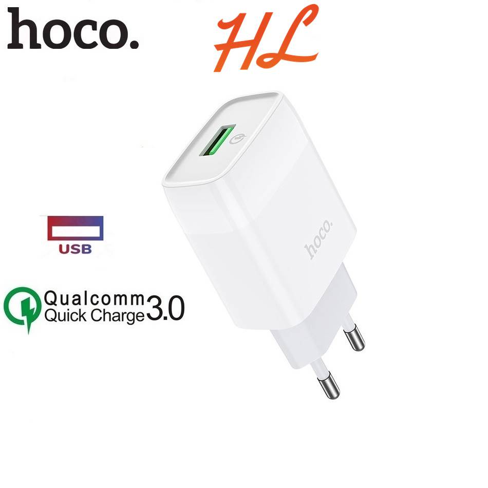 Củ Sạc 18W Hoco C72Q - Sạc Nhanh QC3.0, 1 cổng USB, chất liệu PC - Hưng Long PC