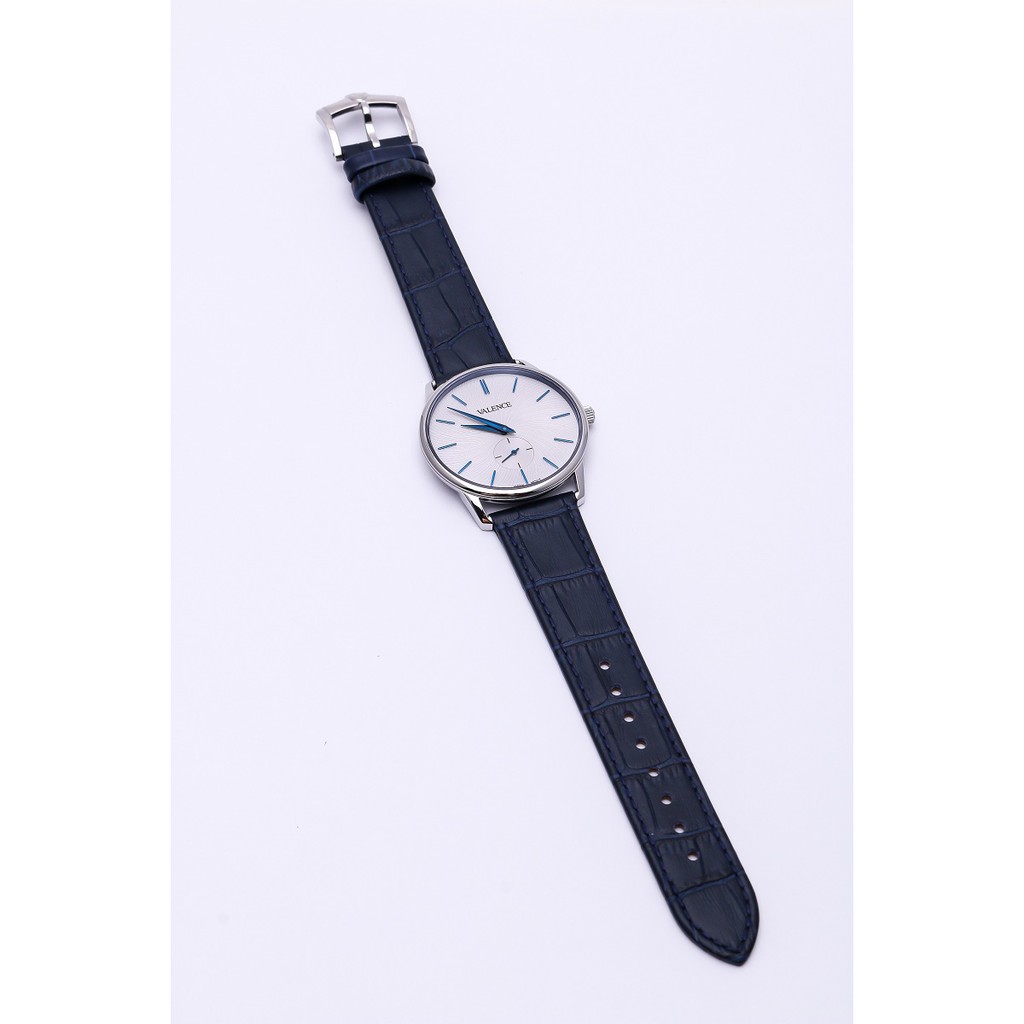 Đồng Hồ Unisex Valence Hàn Quốc VC-077 dây da kim rốn (Xanh)