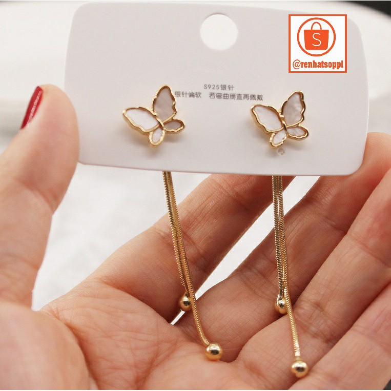Bông tai nữ dáng dài, hoa tai cánh bướm cho bạn nữ