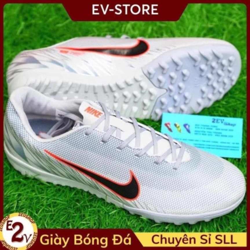 Giày Bóng Đá 𝗧𝗙 𝗡𝗶𝗸𝗲 𝗠𝗲𝗿𝗰𝘂𝗿𝗶𝗮𝗹 𝟭𝟮 Xám Trắng - Giày Đá Bóng Nam Cao Cấp -Ta1 𝄒 🍀