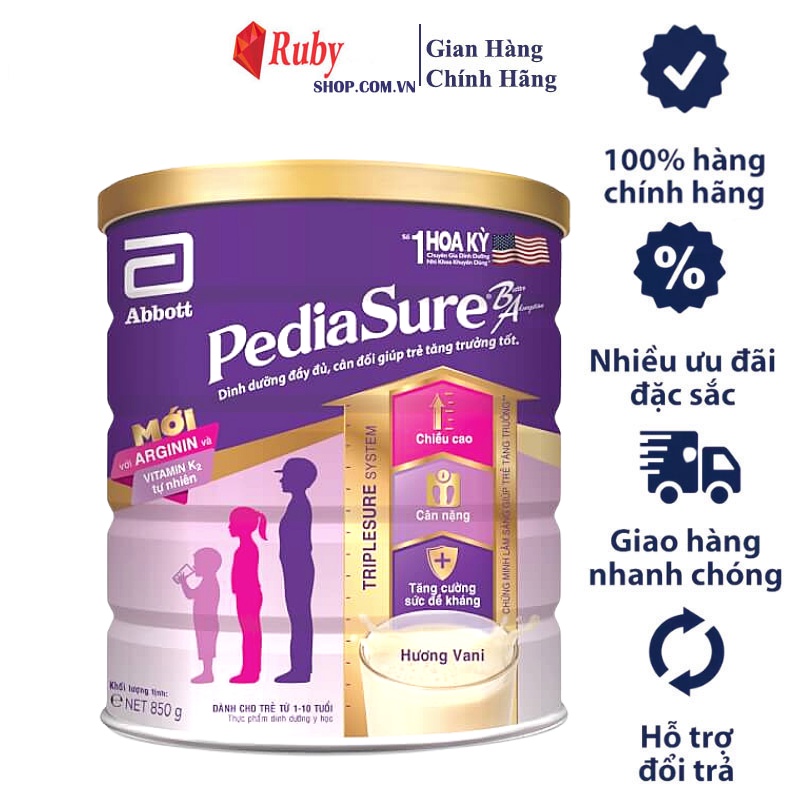 Sữa Bột PediaSure hương Vani lon 400g / 850g / 1600g Dành Cho Trẻ Biếng Ăn