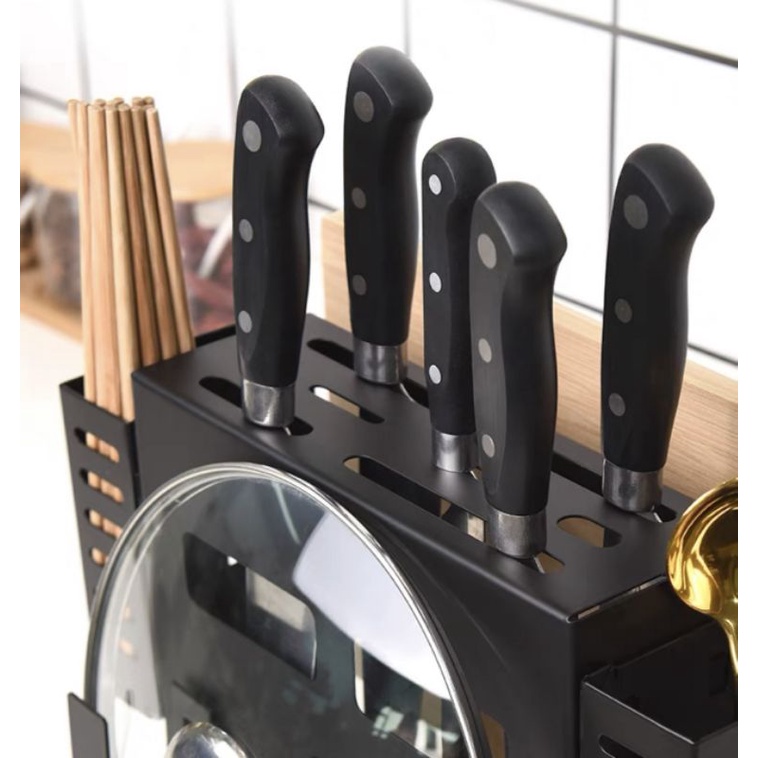 GIÁ ĐỂ DAO THỚT/ DỤNG CỤ NHÀ BẾP - KỆ ĐỰNG DAO THỚT NHÀ BẾP TREO TƯỜNG TIỆN LỢI KÈM KHAY HỨNG NƯỚC