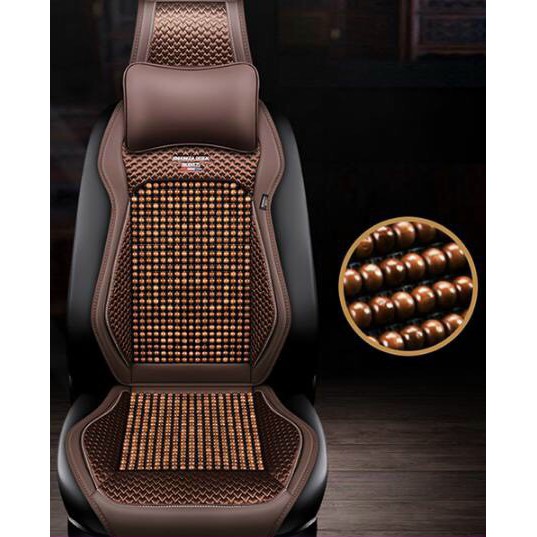 Tấm lót ghế, tựa lưng hạt gỗ chống nóng, massage lưng khi lái xe-HÀNG CAO CẤP