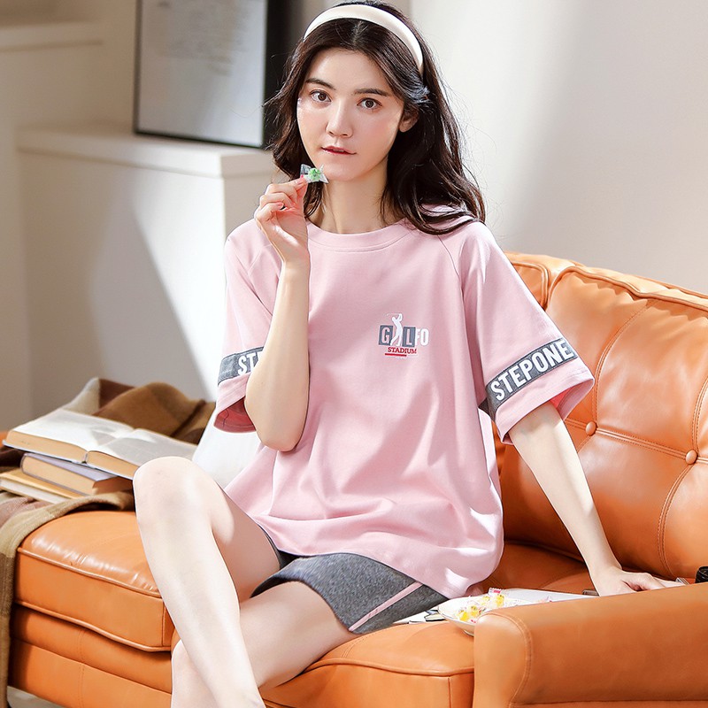 New Pajamas Women's Spring Summer Short-Sleeved Korean Nightdress Ins Network Red Home Clothing Autumn Cotton Large Size