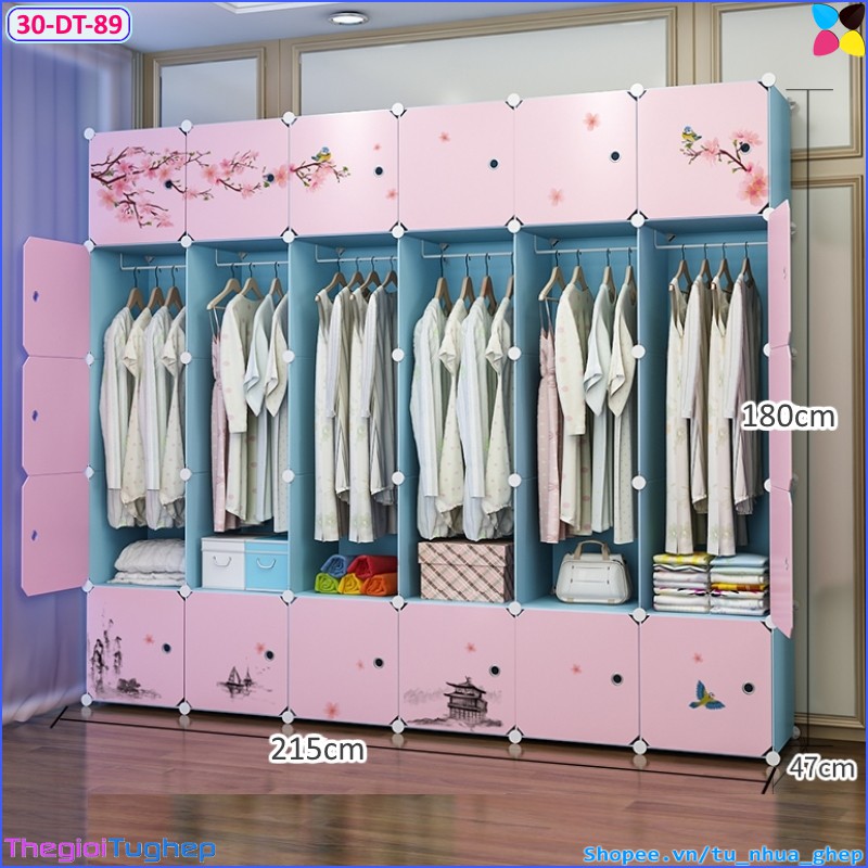 Tủ nhựa ghép đa năng thông minh tháo lắp dễ, size sâu 47cm, chọn màu theo phân loại