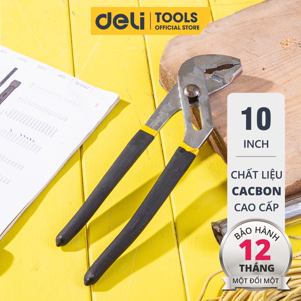 Kìm Mỏ Quạ Deli 10 Inch Cao Cấp - Giúp Giữ, Kẹp, Cắt Vật Dụng, Dành Cho Thợ Điện Nước Chuyên Nghiệp - DL2610