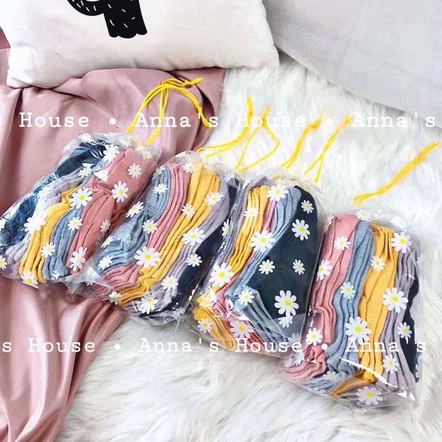 Set 10 đôi vớ hoa cúc kèm túi ( mỗi màu 2 đôi )
