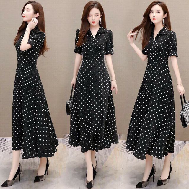 ĐẦM XÒE CHẤM BI PHỐI NÚT CAO CẤP