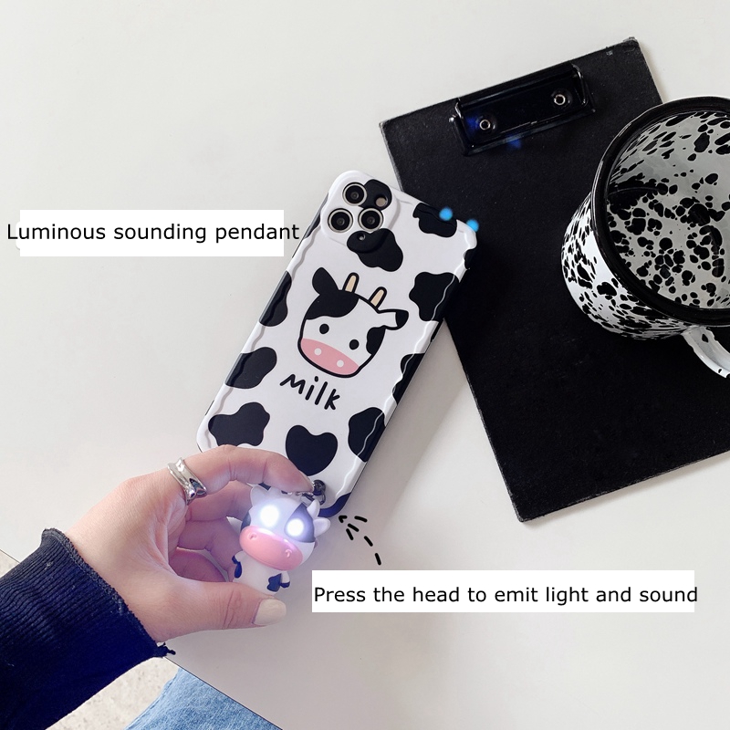 Ốp Điện Thoại Tpu Mềm Hình Bò Sữa 3d Dạ Quang Bảo Vệ Toàn Diện Cho Iphone 11 X Xs Xr