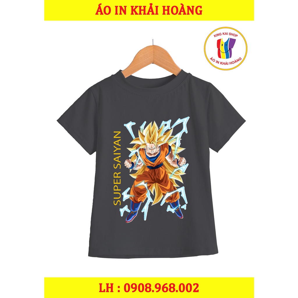 Áo thun bé trai đen in hình songoku dragonball 7 viên ngọc rồng coton co giản thoải mái