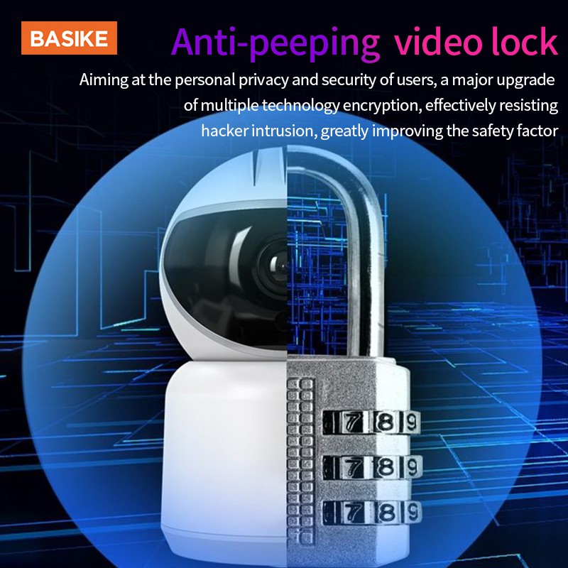 Camera BASIKE CMR02 Không Dây Xoay 360 ° Phát Hiện Chống Trộm Thông Minh Tương Thích Với Hệ Thống iOS Android