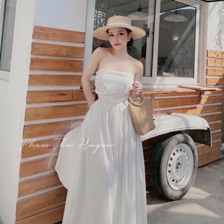 Đầm váy freesize trắng cúp ngực