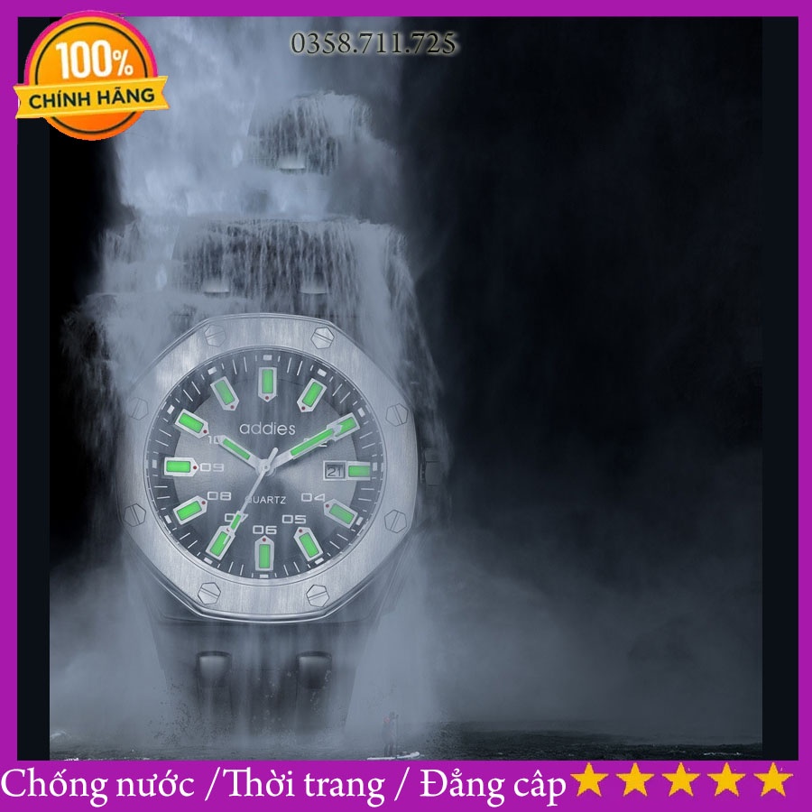 Đồng hồ nam Addies trẻ trung, Đồng hồ dạ quang chống nước siêu bền