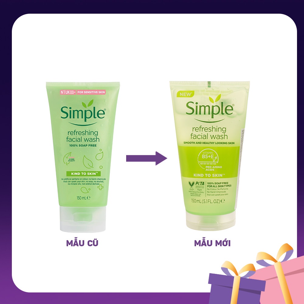 Mẫu mới Sữa Rửa Mặt Simple To Skin Refreshing Facial Wash Gel 150ml Mẫu mới