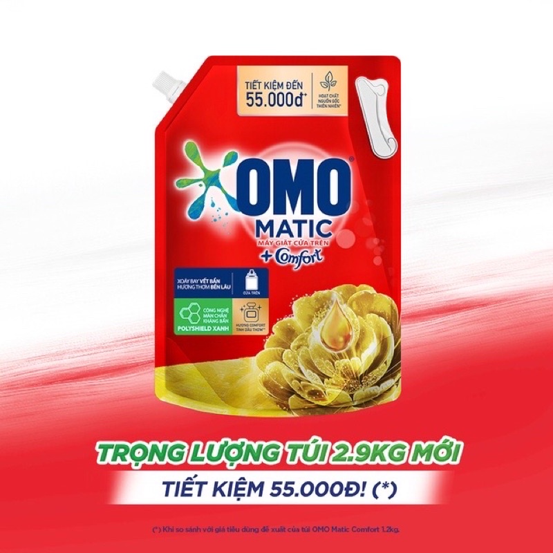 [OMO] Túi nước giặt Omo Matic Comfort Tinh dầu thơm Cửa trên - 2kg/2,9kg/3,7kg