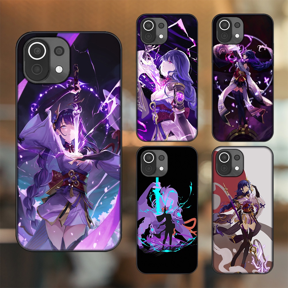 Ốp lưng Xiaomi Mi 11 Lite viền đen in hình Raiden Shogun Genshin Impact