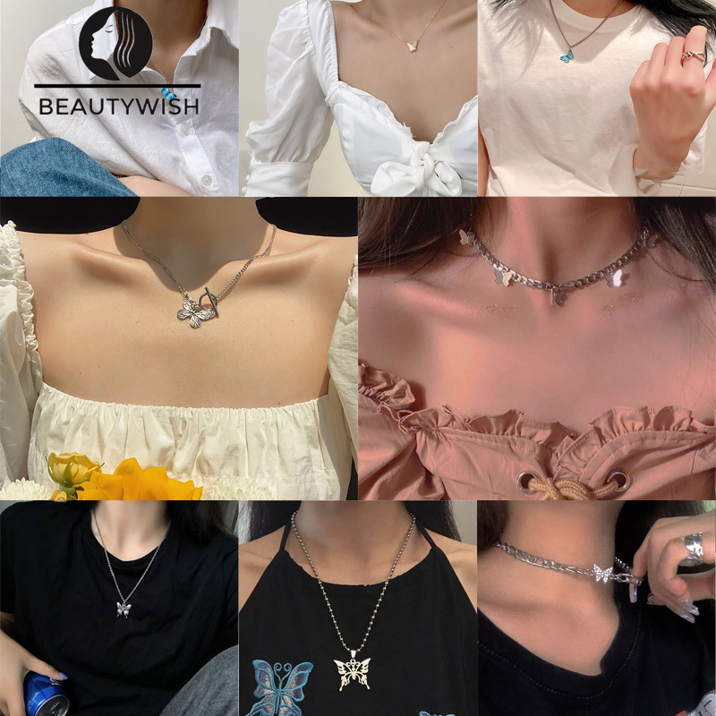 Dây Chuyền Mặt Dây Hình Bươm Bướm Phong Cách Cổ Điển