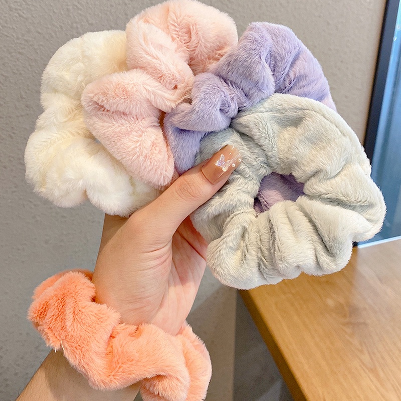 Dây cột tóc vải lông cỡ lớn thoải mái nhiều màu thời trang Hàn Quốc cho nữ
