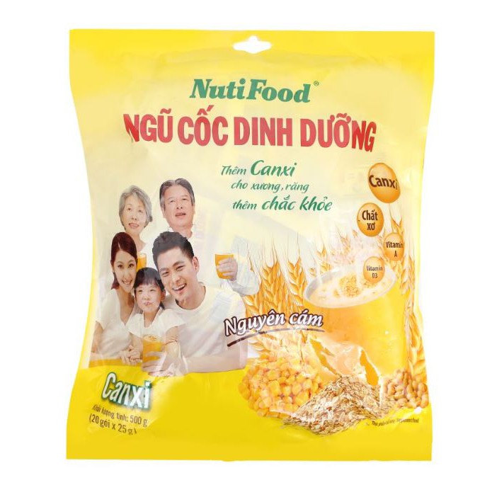 Ngũ cốc dinh dưỡng Canxi nguyên cám NutiFood bịch 500g