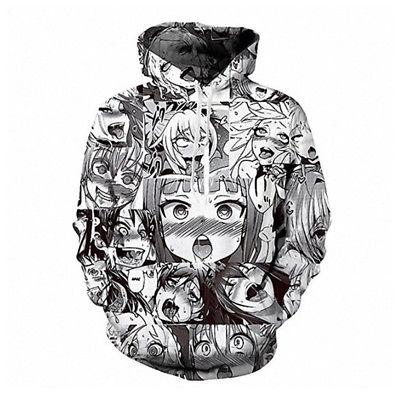 Áo hoodie mặc tròn in hình anime ahegao 3D vui nhộn cho nam và nữ