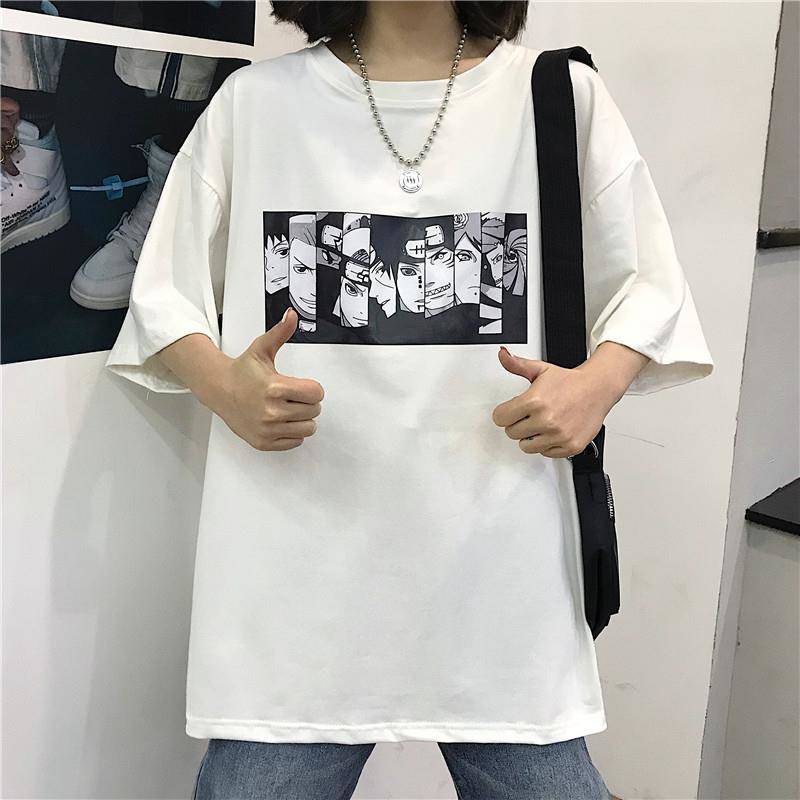 Áo thun tay ngắn in họa tiết anime Naruto team Akatsuki thời trang cá tính