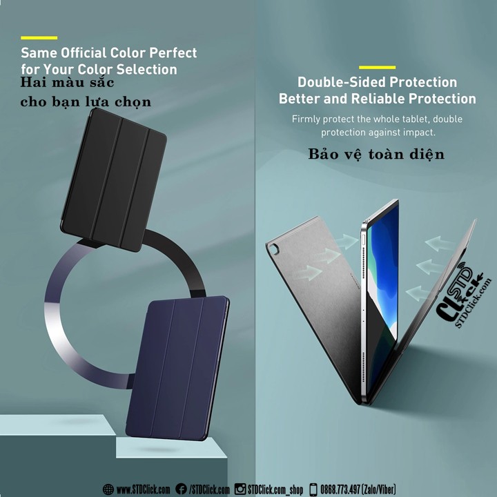 BAO DA IPAD AIR 4 2020 - AIR 10.9 BASEUS SIMPLISM THREE-FOLD NAM CHÂM HÍT LƯNG CHÍNH HÃNG | BigBuy360 - bigbuy360.vn