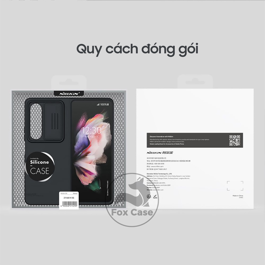Ốp Z Fold 4, Z Fold4, Z Fold 3, Z Fold3 bảo vệ camera Nillkin Camshield Silky Silicone Case - Fox Case