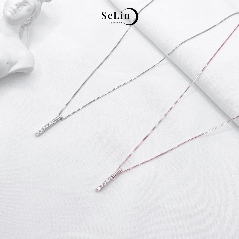 Vòng cổ dây chuyền bạc nữ 925 đính đá đơn giản line thẳng SELIN JEWELRY - 0134