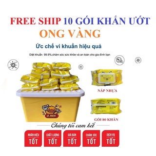 Thùng 10 Gói Giấy Ướt Kháng Khuẩn Con Vịt Vàng B - DUCK Loại 80 Tờ 1 Hộp [Bán Buôn Giá Sỉ]