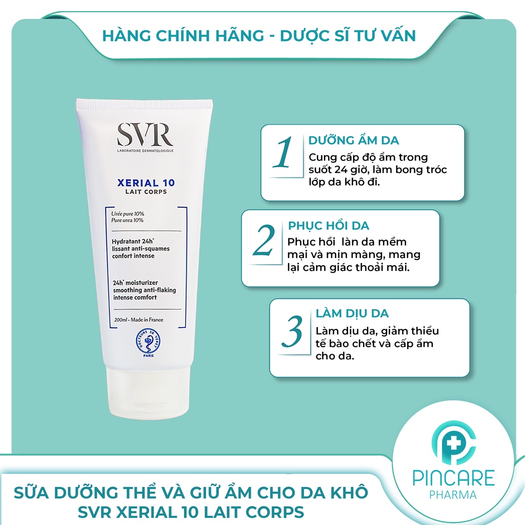 Sữa dưỡng thể và giữ ẩm SVR Xerial 10 Lait Corps 200ml cho da khô và rất khô - Hàng chính hãng - Nhà Thuốc PinCare