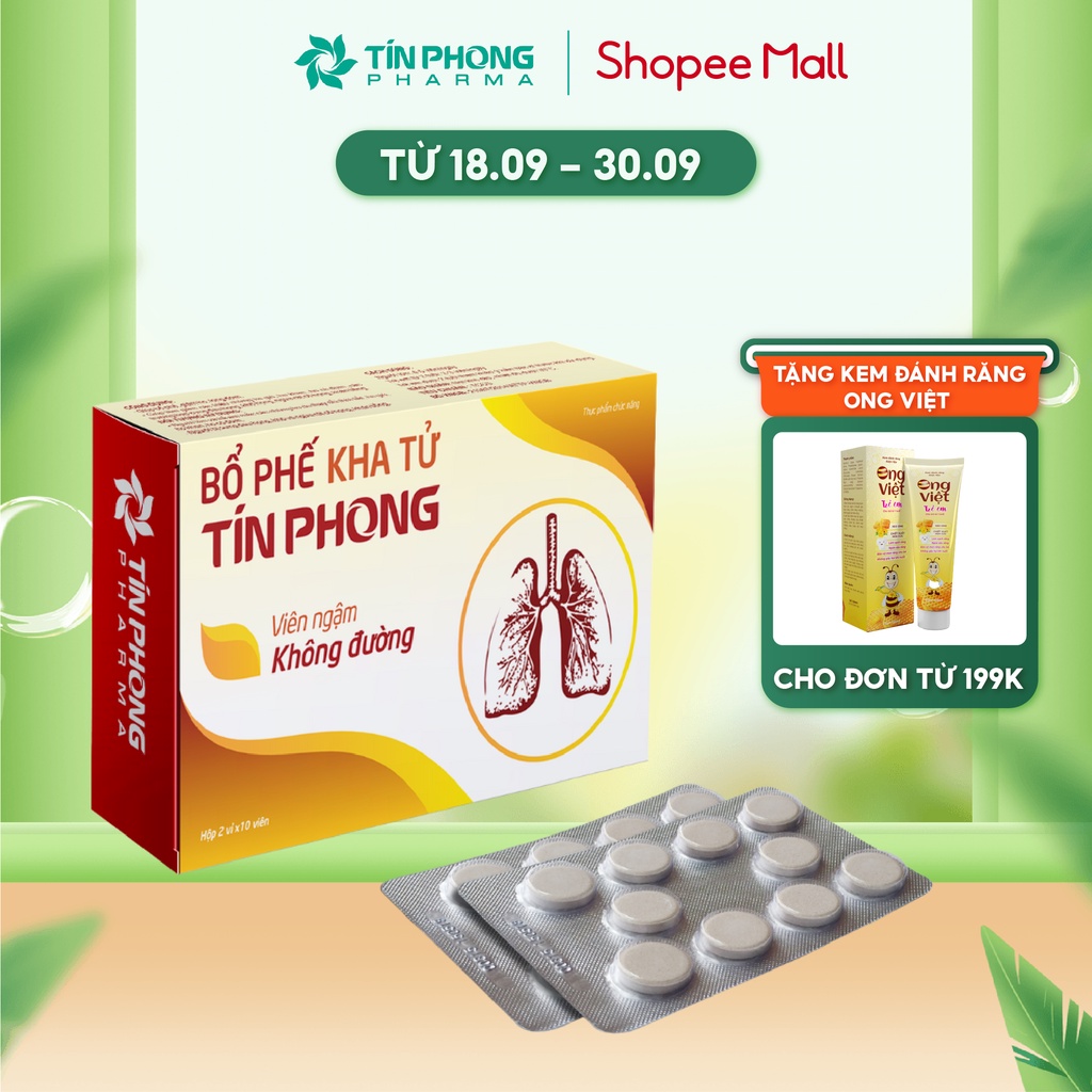 Viên Ngậm Giảm Ho, Long Đờm Bổ Phế Kha Tử Không Đường TÍN PHONG An Toàn Cho Mọi Lứa Tuổi Hộp 20 Viên TTP007