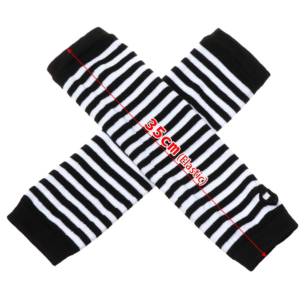 Găng tay cotton mềm hở ngón họa tiết kẻ sọc cổ điển cho nữ