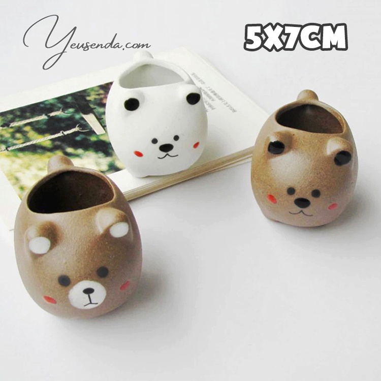 Chậu sen đá mini 5x7cm Gấu con dễ thương